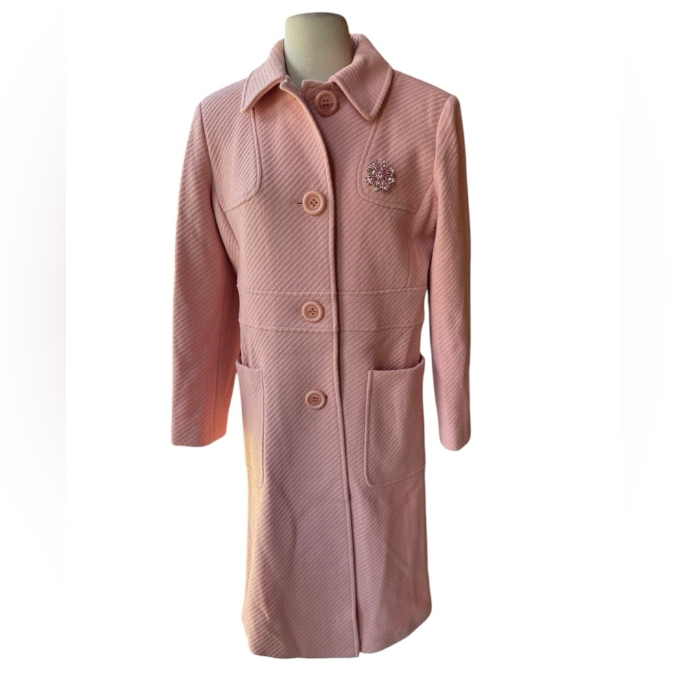 Vintage Jonathan Michael Pale Pink, Lined, Wool Blend Button Down‎ Coat